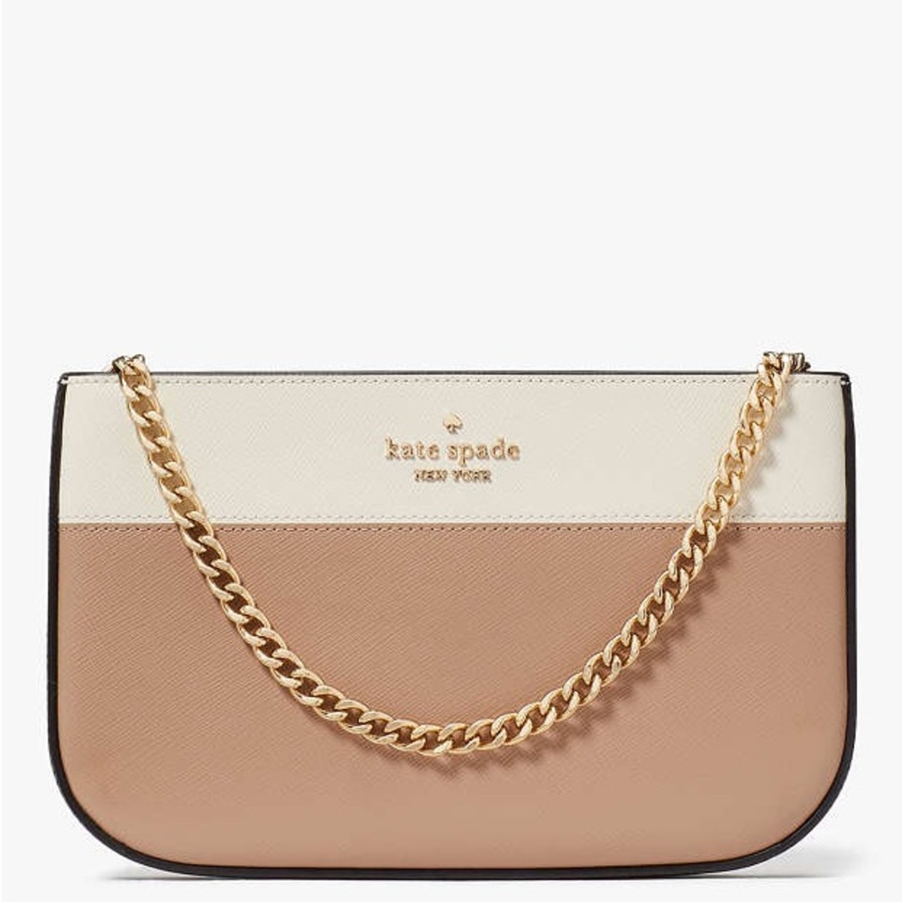 Kate Spade Elegant Cream and Tan Leather Pouchette